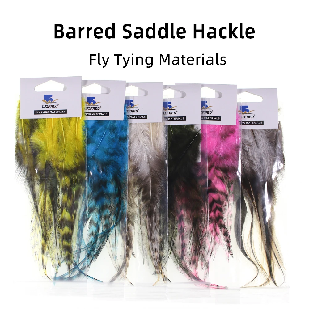 10PCS/Pack 14cm Colored Natural Barred Saddle Hackle Fly Tying Materials for Saltwater Freshwater Fishing Fly Patters