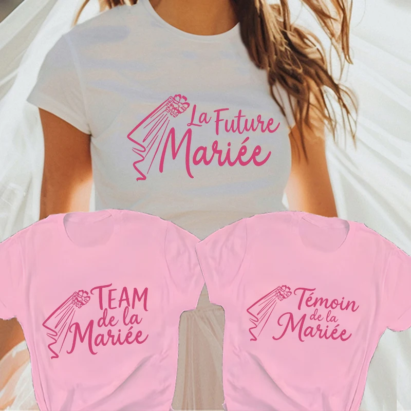 French Single Farewell Bachelorette EVJF Party T-shirts Future Bride Team Short Sleeve Tees Bridal Shower Aesthetic Clothing