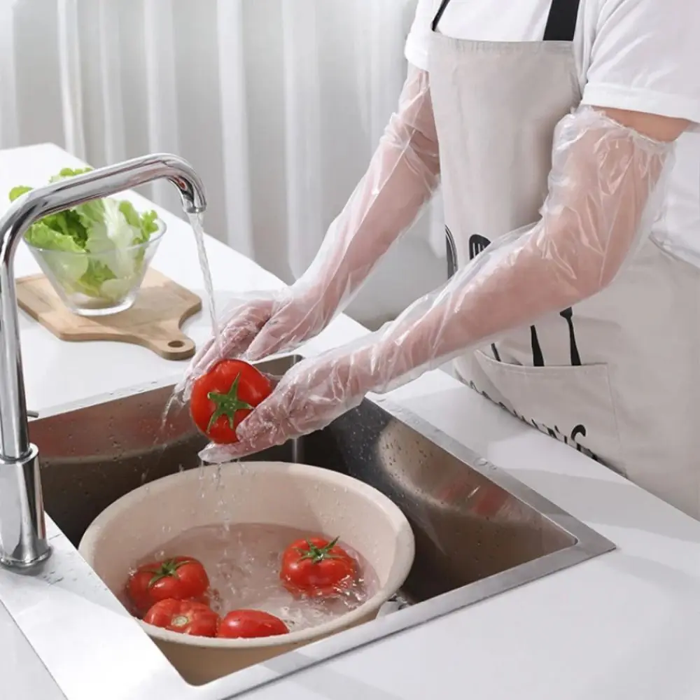 10PCS Multifunctional Disposable Gloves Plastic Waterproof Farm Glove Durable Transparent Cleaning Long Gloves New Food Grade