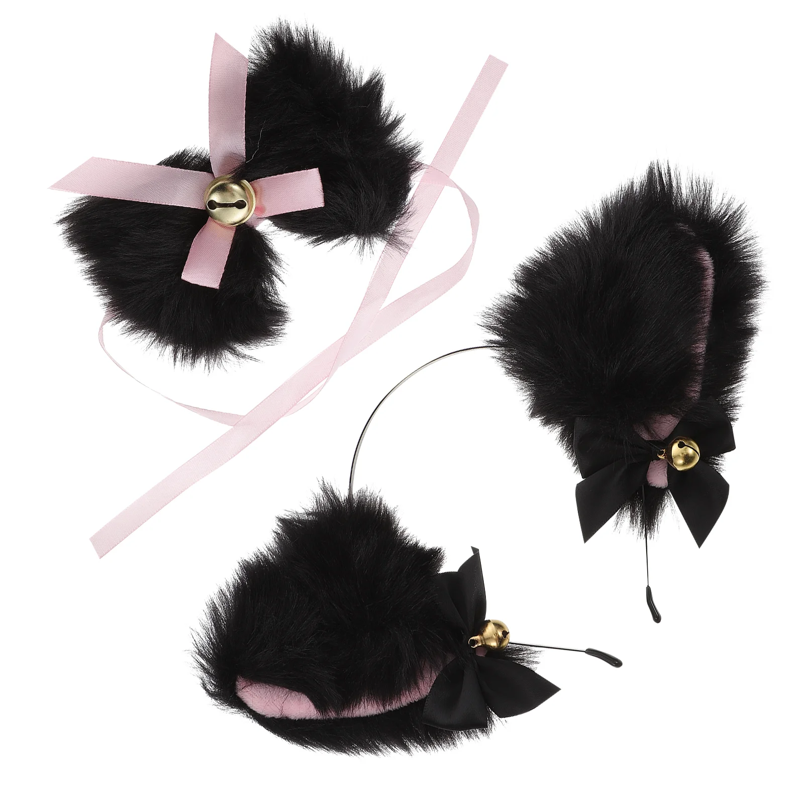 Hairpin Set Bell Choker Headband Miss Child Headbands Fox Ear Fabric Cats Plush Ears