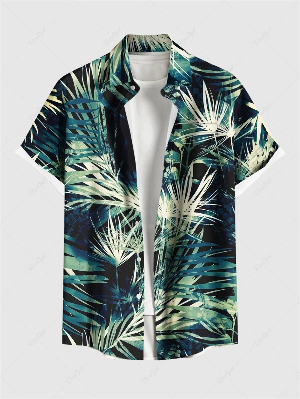 Hawaiian Mens Shirts Tropical Plant Leaves 3D Printed Summer Casual Shirts Casual Short Sleeve Button Beach Shirt Men's Clothes