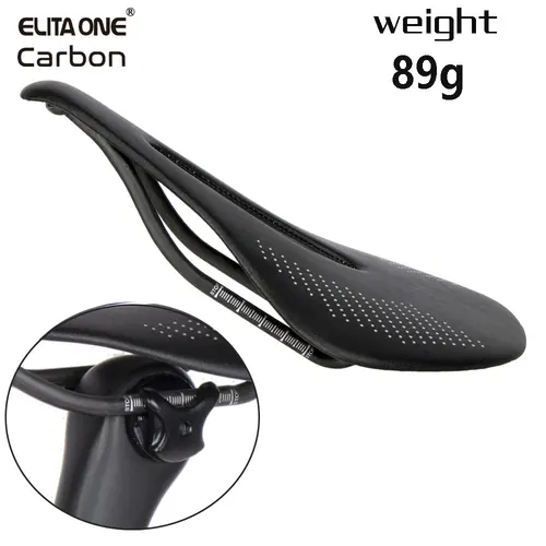ELITAONE Sillín de bicicleta de carretera/Mtb 240x143mm Riel redondo de fibra de carbono 7*7mm súper ligero 89g