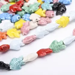 10pcs Handmade Craft Fish-shaped Bead Fresh Color Fashion Ceramic Spacer Loose Beads DIY Accessories Ceramic