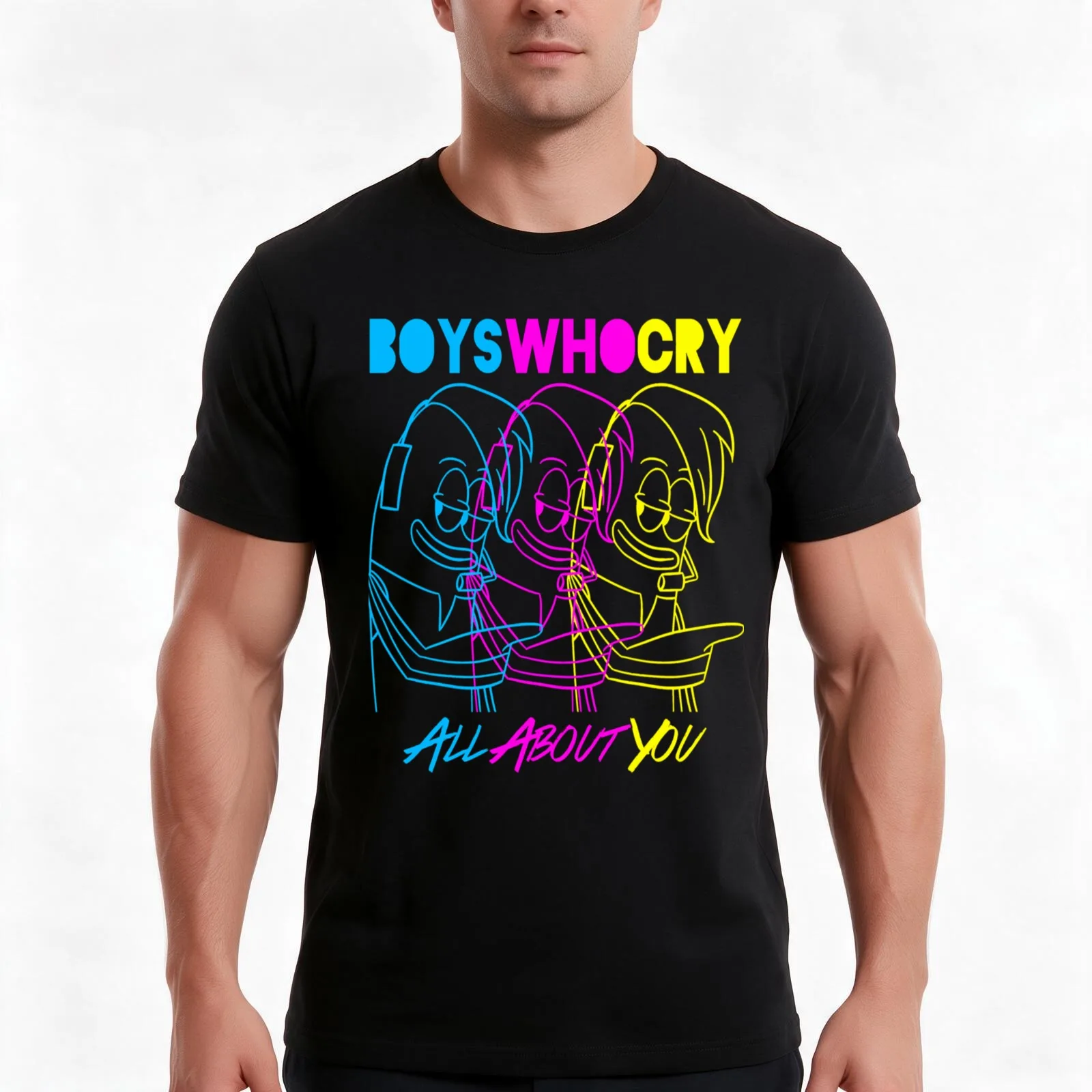 Boys Who Cry T-Shirt, Summer Casual Cotton Tee, Oversized Streetwear Tops, Vintage Graphic Print, Loose Fit Short Sleeve