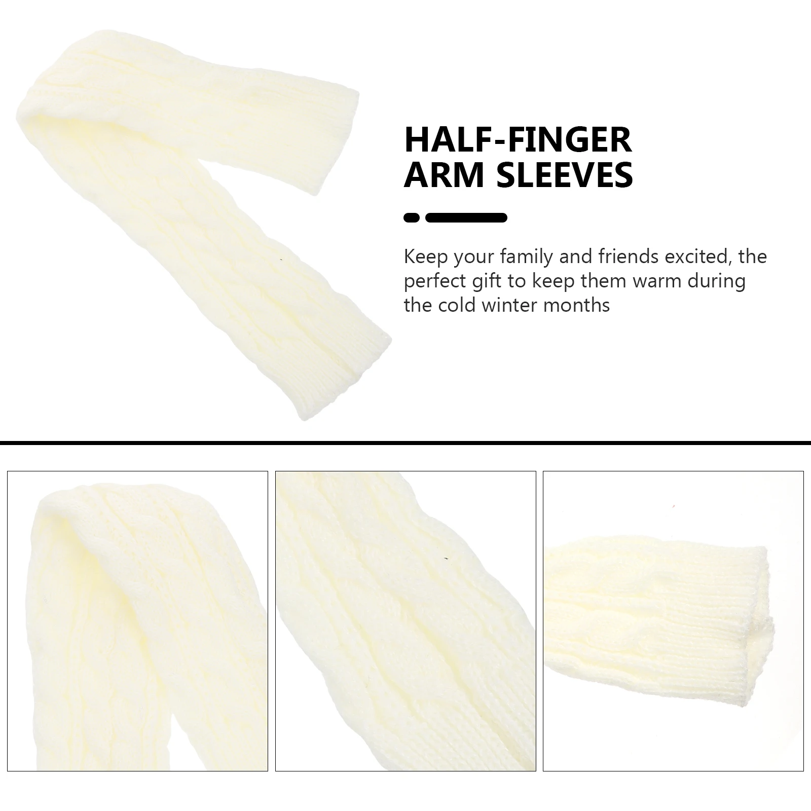 

Warm Sleeves Long Fingerless Warmer Knitted Covers for Arms Ultraviolet Light White Warmers Woman