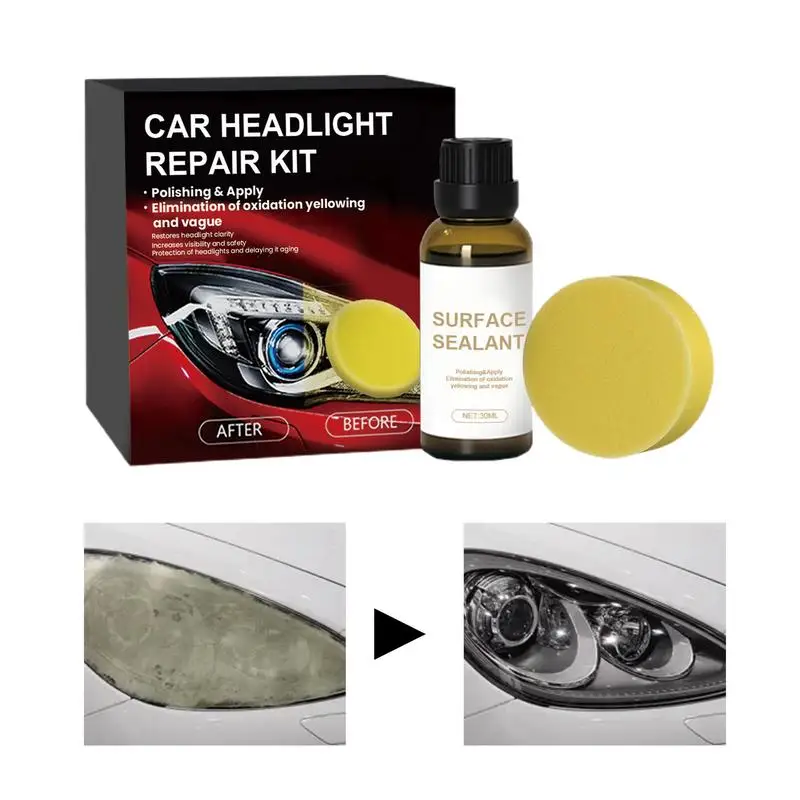 

Car Light Cleaner Headlight 30ml Car Headlight Restoration Polish Liquid Protective Headlight Cleaner And Restorer