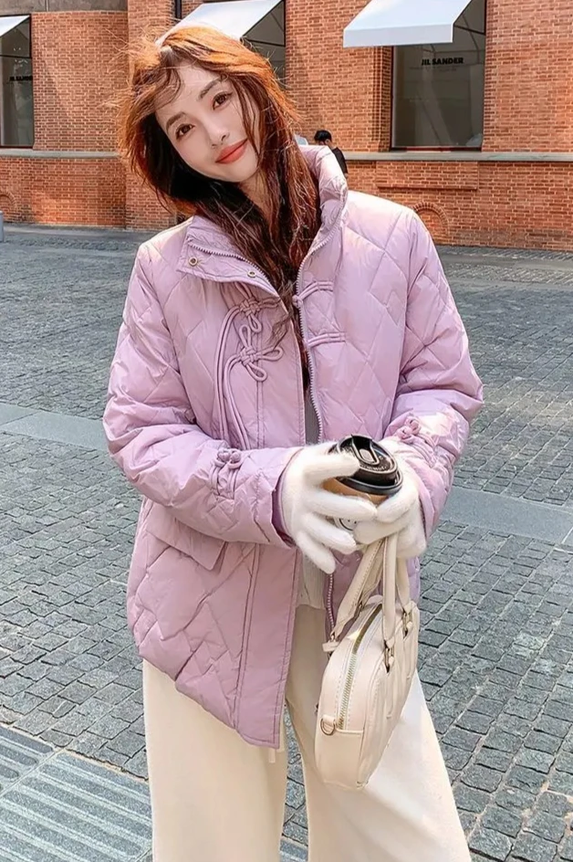 2026 herfst en winter nieuwe donsjas voor dames, woon-werkverkeer, opstaande kraag, winddicht, los donsjack