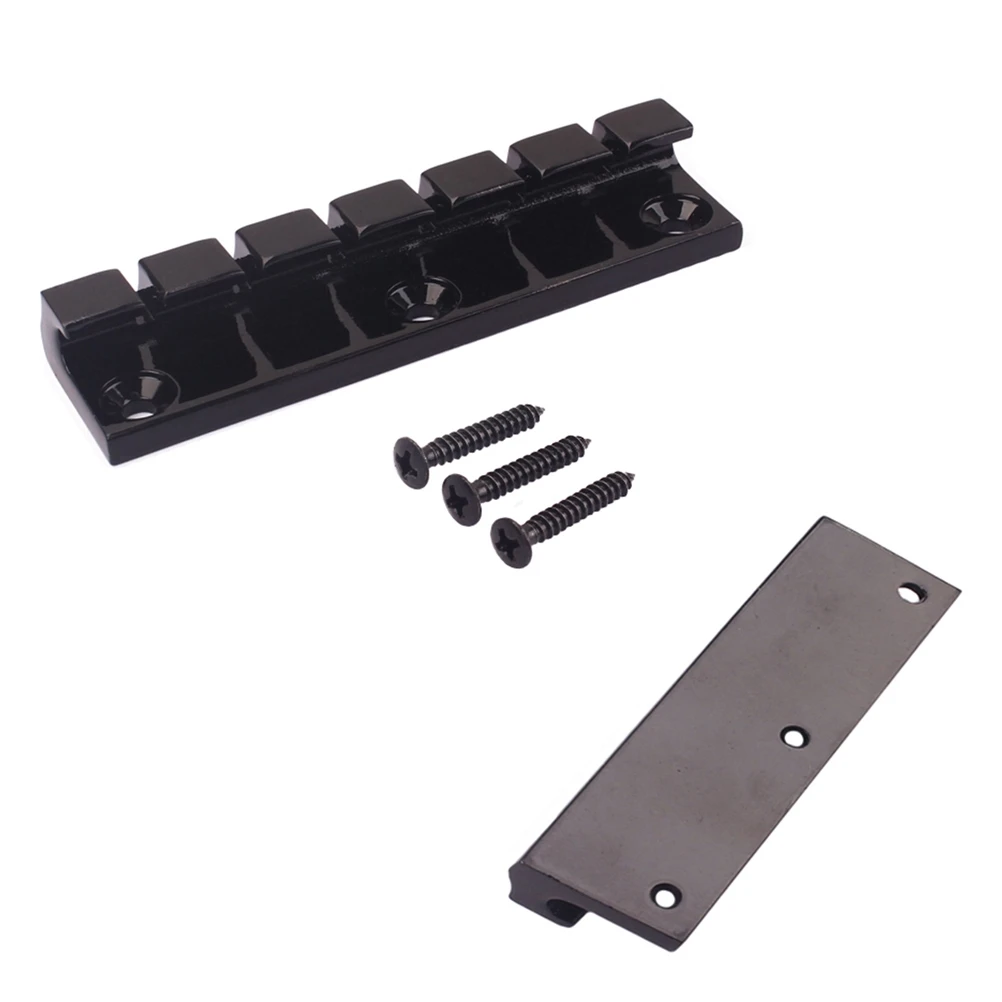 

6 Strings Guitar Bridge Replacement Parts Hardtail Saddles Accessories Electric Tailpiece Fixed Bridge Chrome Finish Zinc Alloy