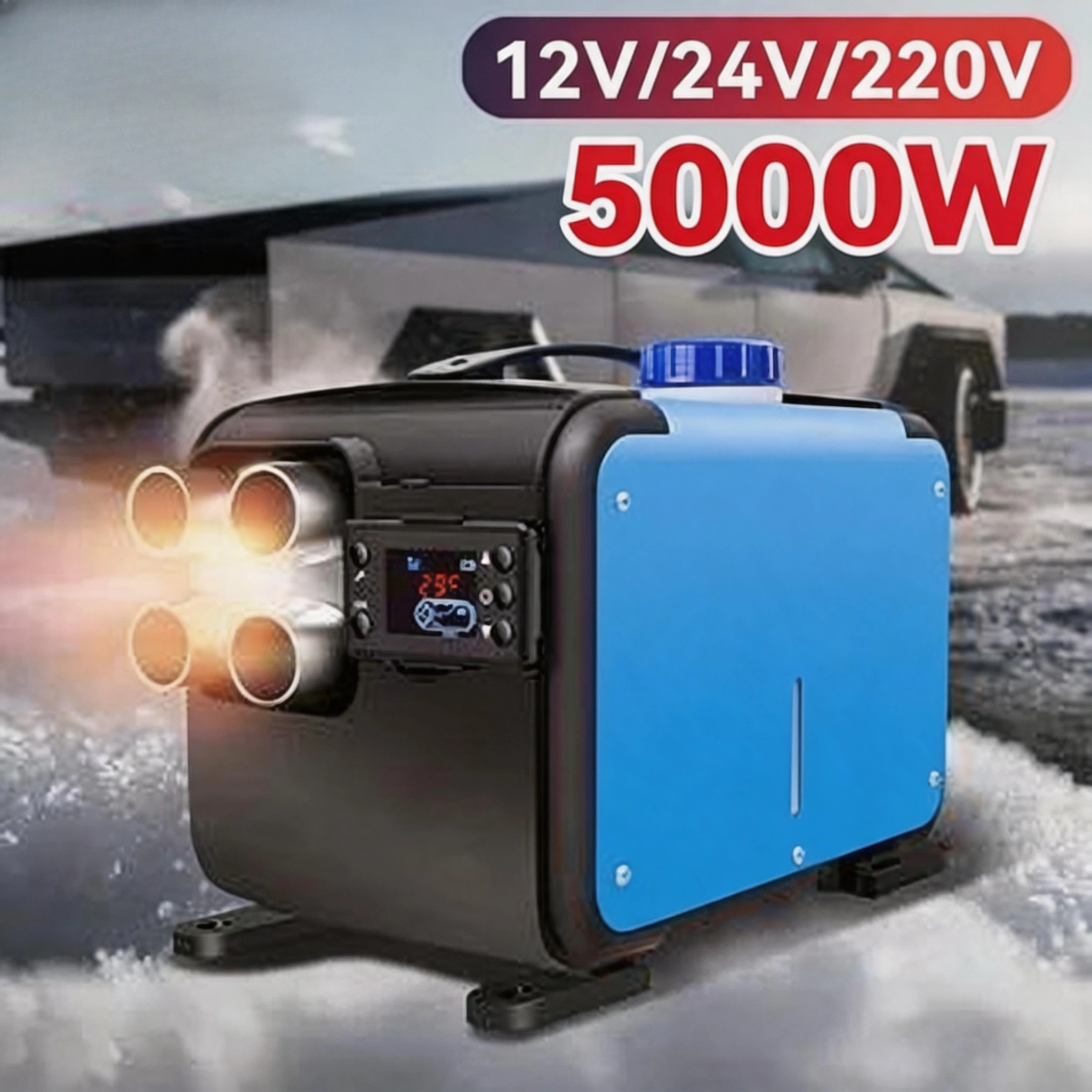 Air Parking Heater 12V 24V 220V 5KW Car Heater Air Diesel Heater Aluminum Shell Warmer Wireless Remote Control Engine Preheater