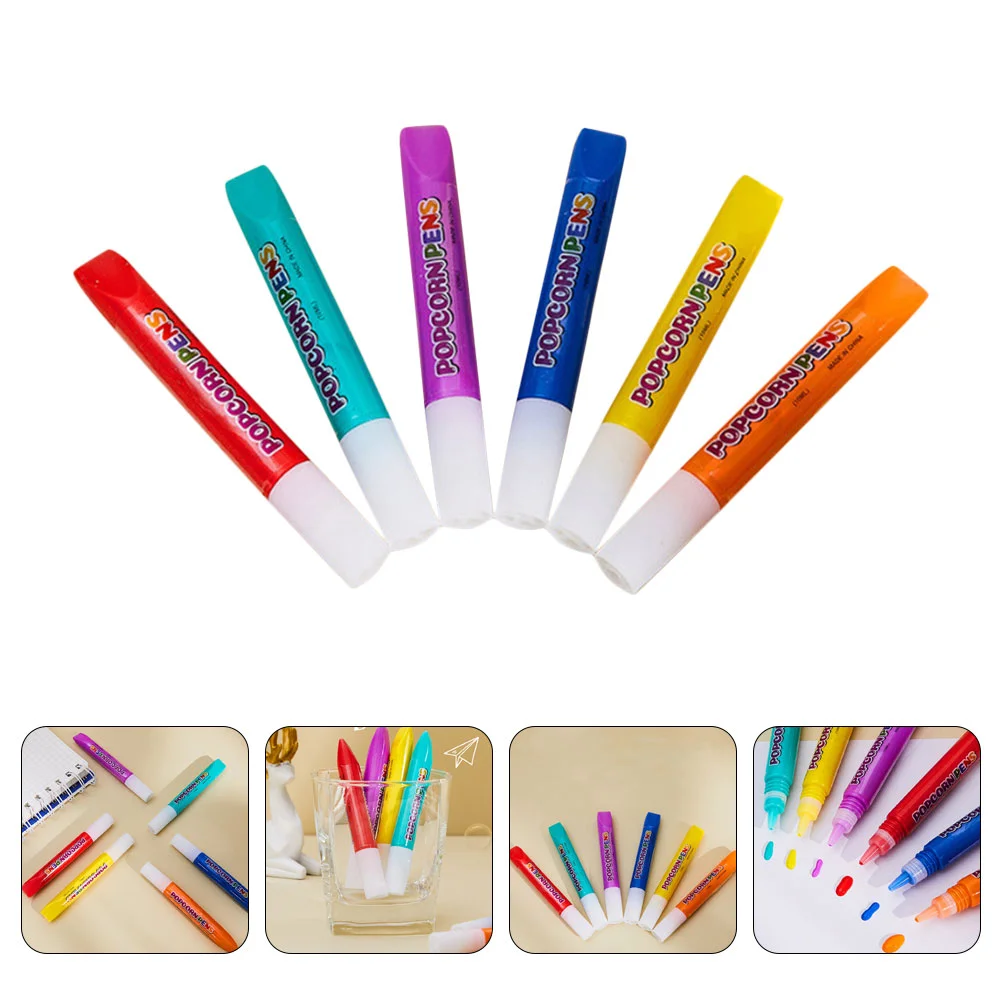 

6 Pcs Bubble Pen Adorable Marker Pens Popcorn Puffy Drawing Painting Colorful Portable DIY