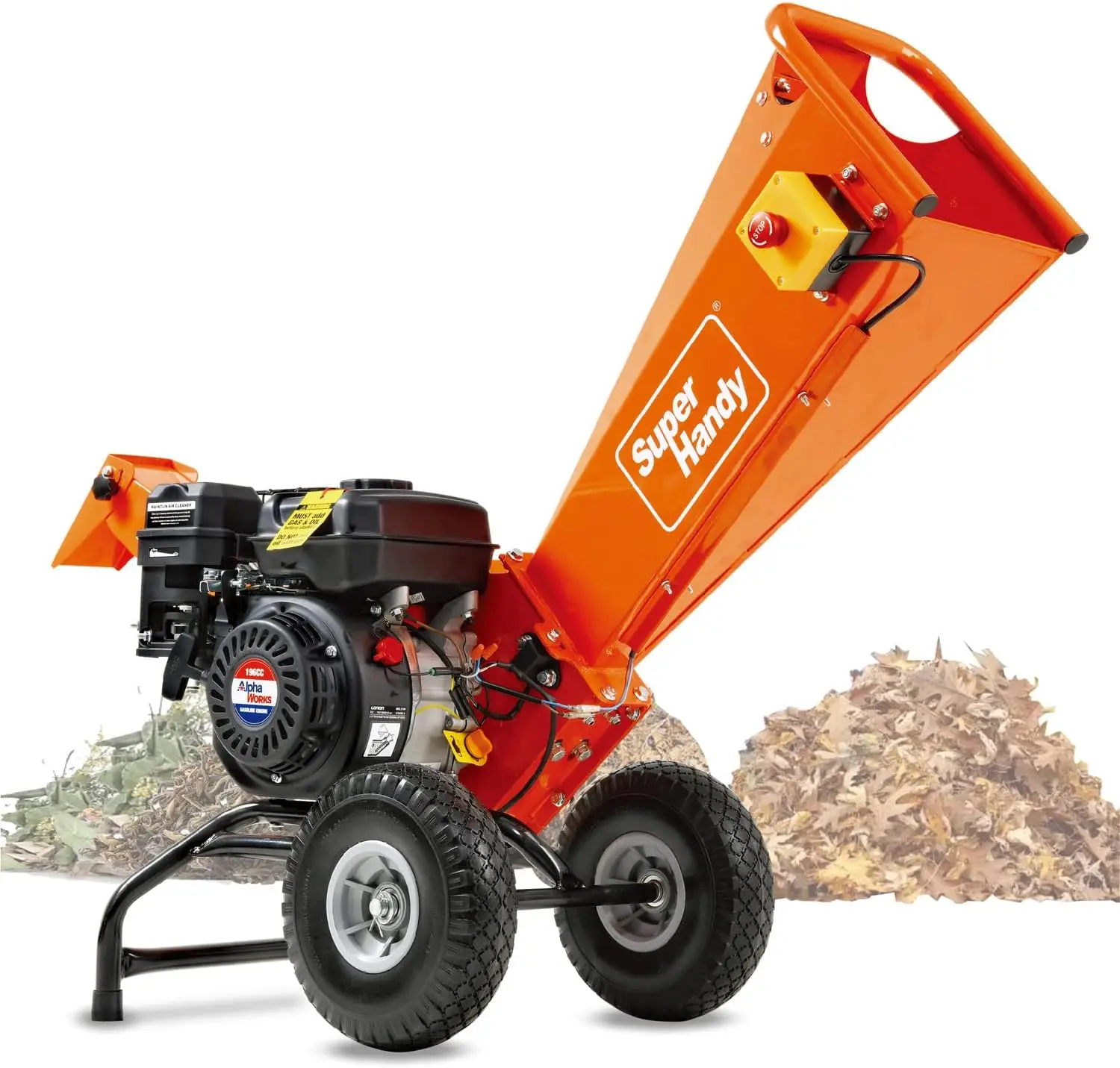 Madeira Chipper Shredder Mulcher, 7HP Motor, Heavy Duty, Design de Montagem do Rotor Compacto, 3 "Capacidade Máxima, Aids em Incêndio