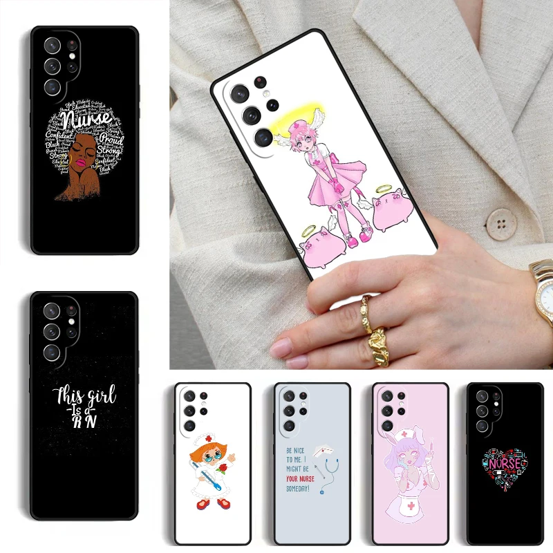 Cute Nurse Girl Phone Case for Samsung Galaxy S26 S25 Ultra S24 S23 S22 S21 Plus Note 10 Bumper Cover