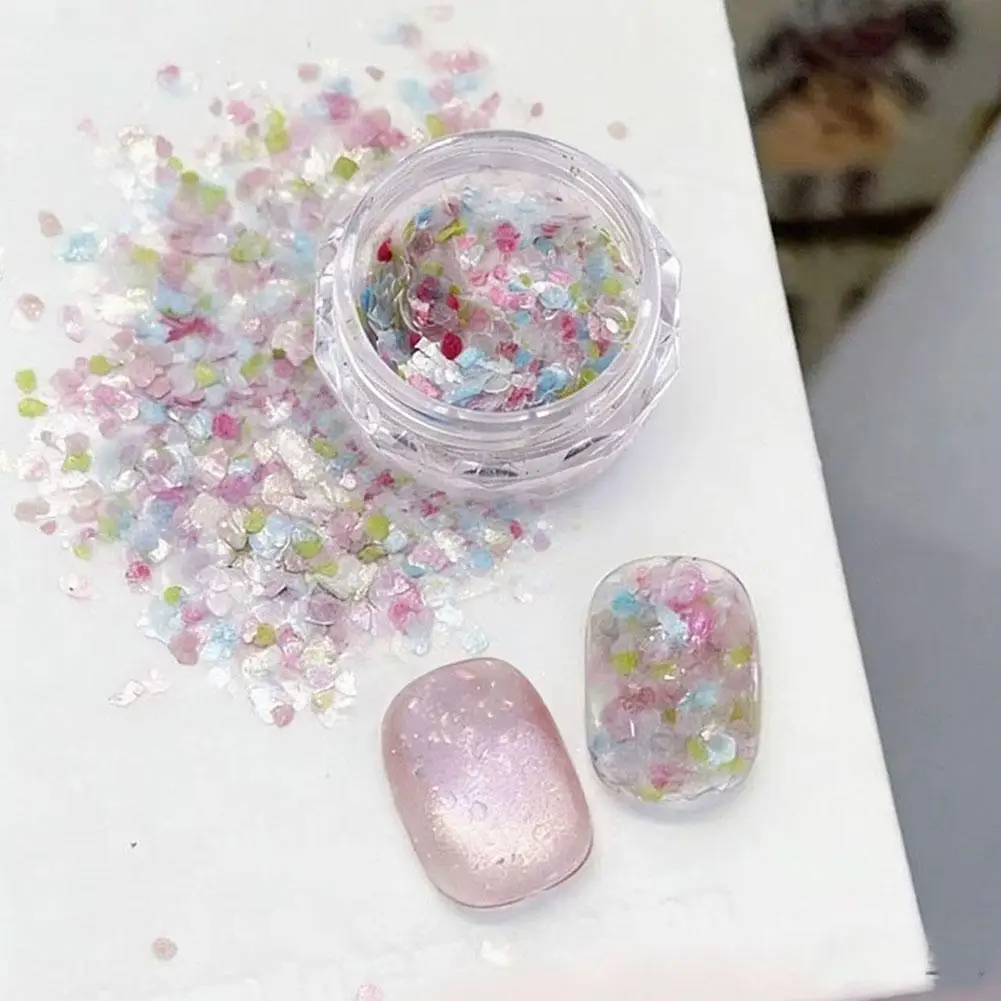 Pó de glitter colorido para arte em unhas, decorações irregulares para unhas, glitter para manicure diy, acessórios para esmalte em gel