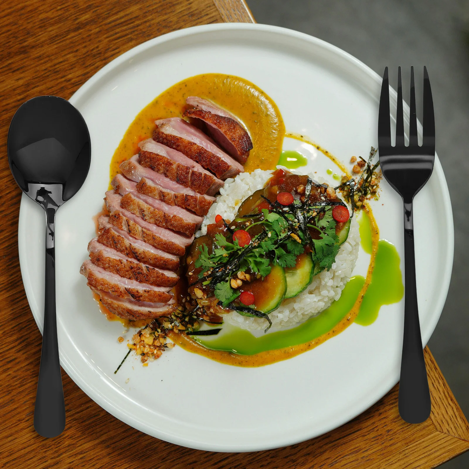 

1Set Reusable Stainless Steel Kitchen Utensil Set Easy Clean Comfortable Grip for Various Occasions Serving Utensils