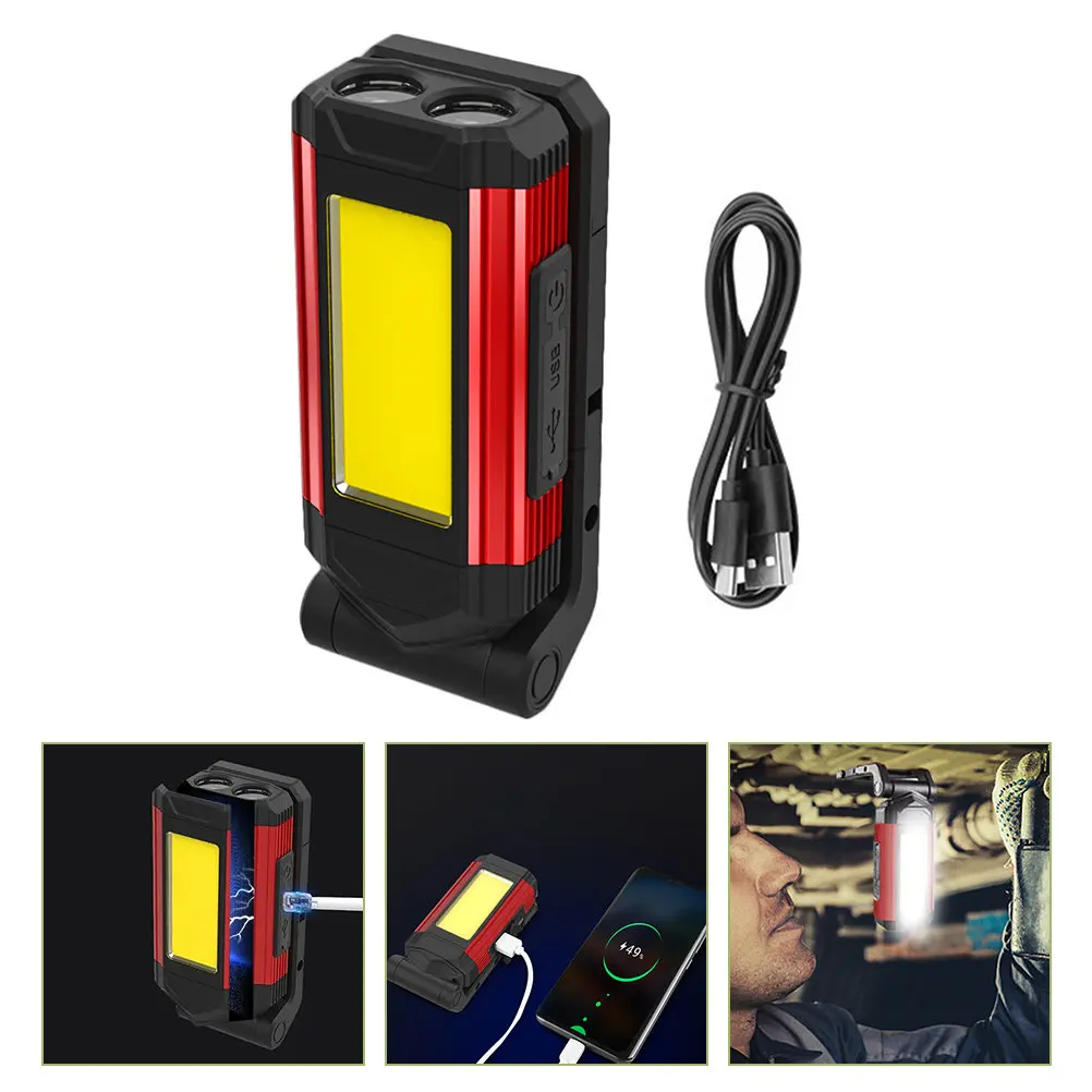 

USB Rechargeable Work Light Magnetic Inspection Lamp Folding Bracket High Brightness Emergency Outdoor Camping Portable LED Lamp
