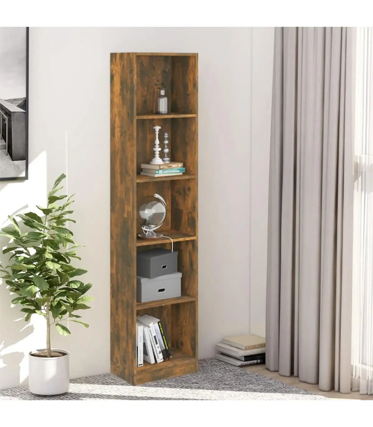 Bookcases & Shelves Shelf 5 Levels Plywood Smoked Oak 40x24x175 cm