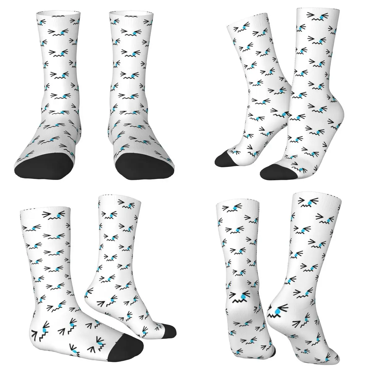 All Seasons Crew Stockings Cute Kawaii Shy Crying Face Pattern Socks Funny Long Socks for Men Women Christmas Gifts