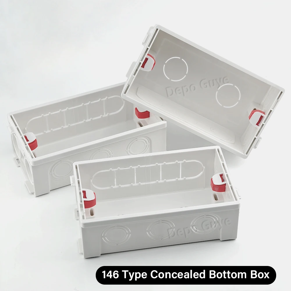 

Настенная внутренняя монтажная коробка, нижняя коробка с белым настенным проводом, подходит для выключателей и розеток стандарта ЕС и Великобритании диаметром 146 мм * 86 мм.