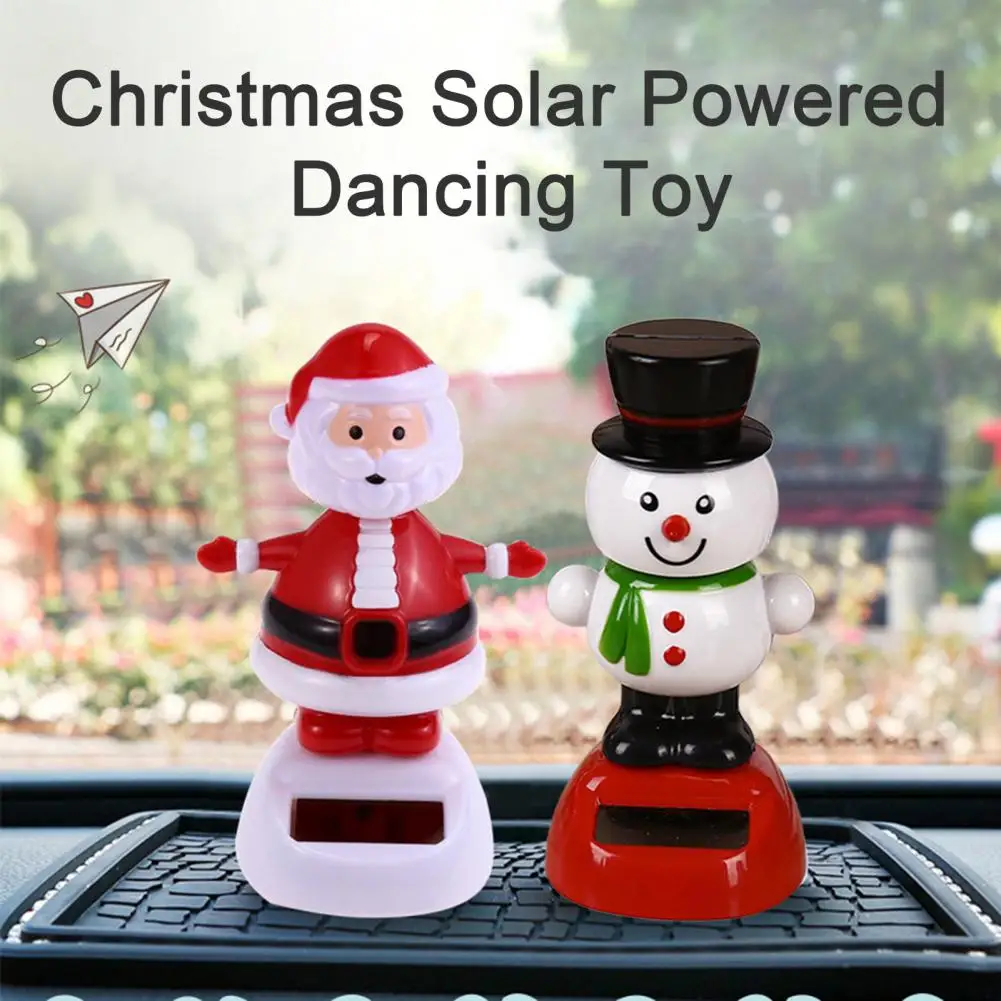 5Pcs Christmas Solar Powered Dancing Car Ornaments Set Santa Snowman Elk Nodding Dolls Shaking Head Dancer Figurines for Home/Of