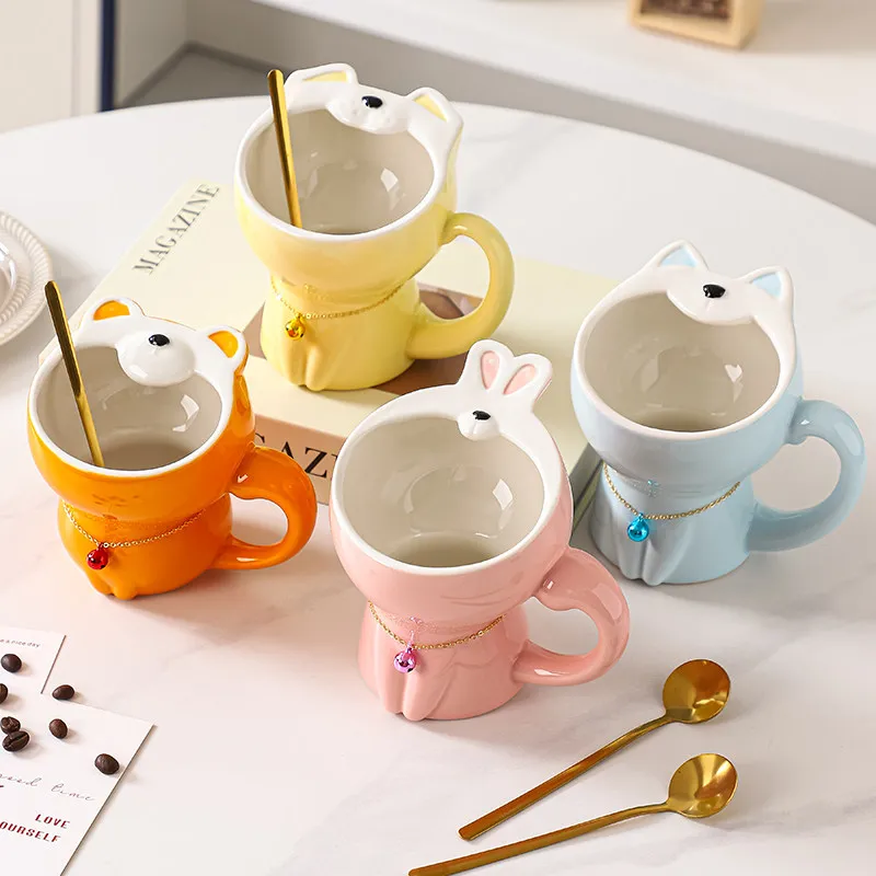 Cute Animal Modeling Ceramic Mug Three-dimensional Creative Water Mug Cartoon Mug Personality High Value Home Office Ornaments
