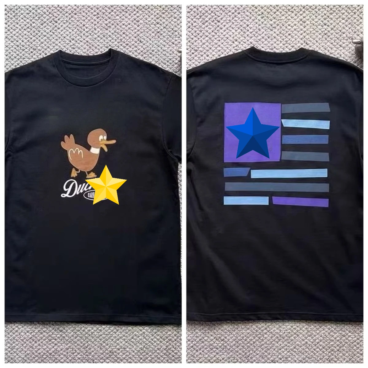 

2025 Summer New Fashion Stylish Casual Loose Trendy Brand Clown Duck Printed Letter Short-sleeved T-shirt for Men and Women