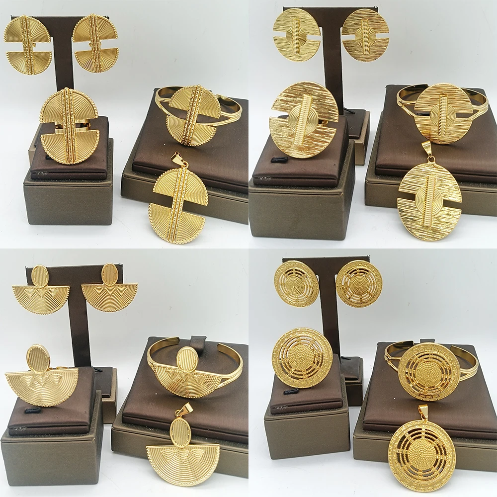 YM 4 Sets African Map Pendant Jewelry Set Gold 5