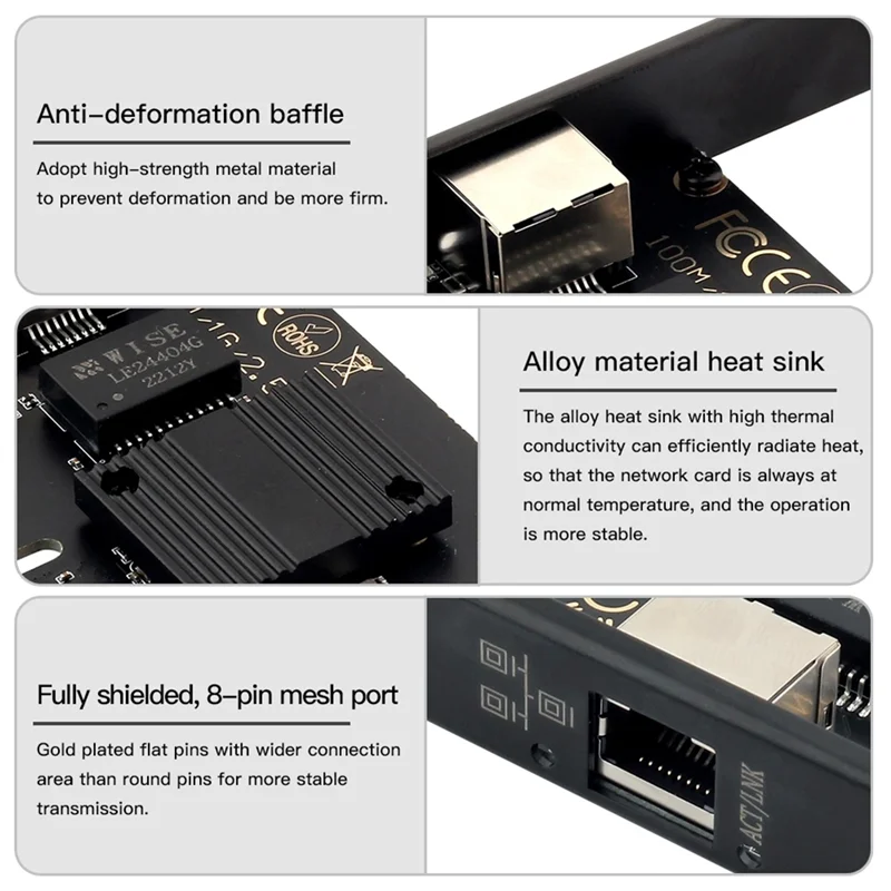 Superior 2500Mbps PCI-E To RJ45 Network Card I226 Chip Gigabit Ethernet 100/1000/2500Mbps RJ45 LAN Pcie Adapter For Laptop PC