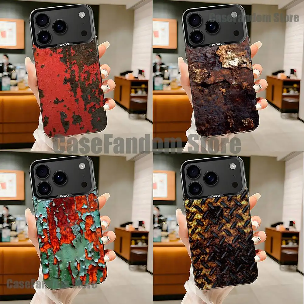 

Retro I-Industrial R-Rusty For iPhone 17,16,15,14,13,12,11,Pro,MAX Black Candy Matte Cover