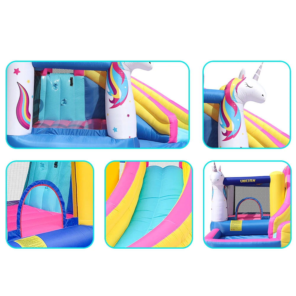 โรงงานที่กําหนดเองกลางแจ้งยูนิคอร์นปราสาท Bouncy Bouncer พองกระโดด Bouncing ปราสาทแทรมโพลีนพองสําหรับขาย