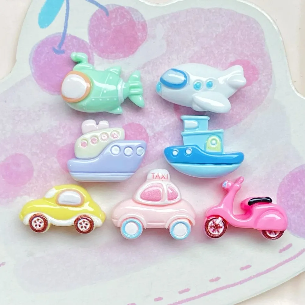 30pc Kawaii Resin Flatback Cabochons Plane Submarine Ship Car Charms Mini Flat Back Beads DIY Phone Case Hairclip Craft Decor
