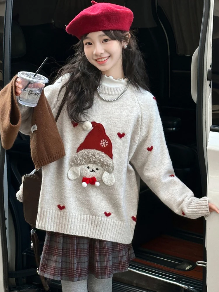 

Thiened Cisas Knitted Sweater for Girls Autumn Winter Clothes f High Collar Long Sve Top Adorable Sle School Girls