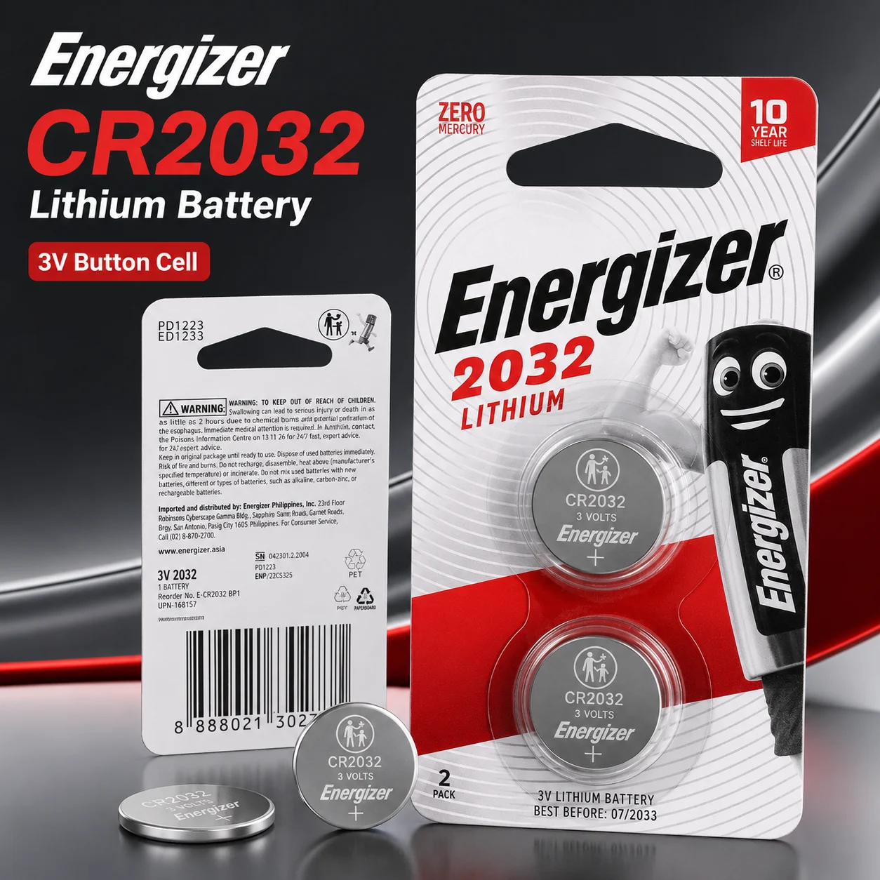 100% Original CR2032 3V Lithium Button Cell Battery for Auto Key Fob Watch Calculator Toy Remote & Electronic Devices