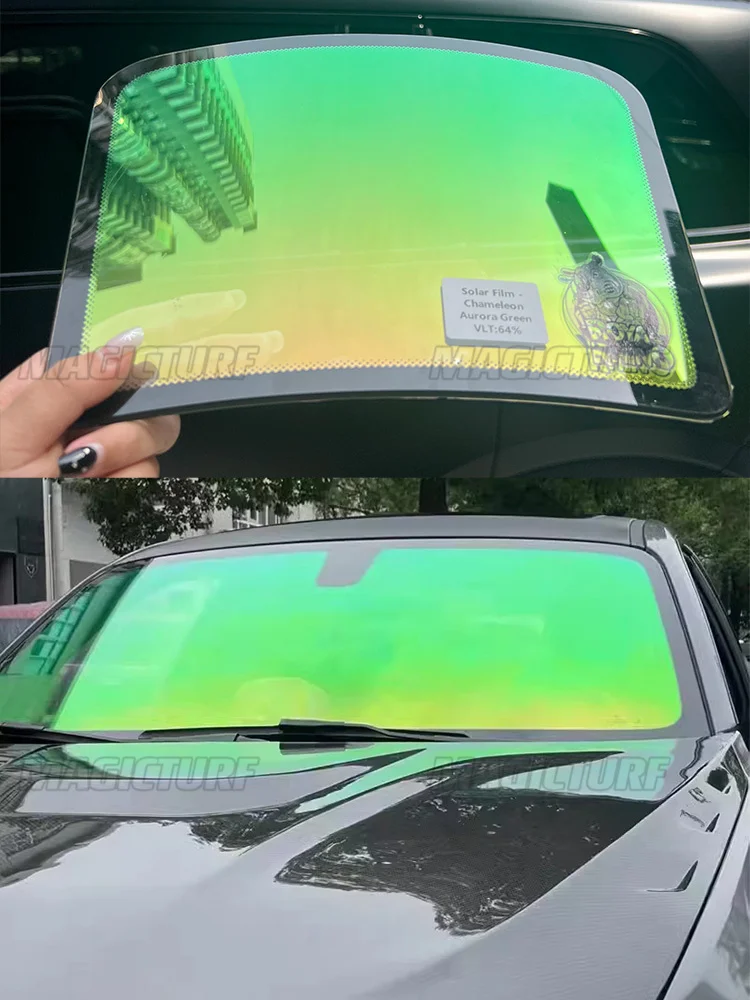 Car Window Solar Tint Film Green Chameleon For Car Side Window / Front Windshield / Rear Windshield Color Change Decor Styling