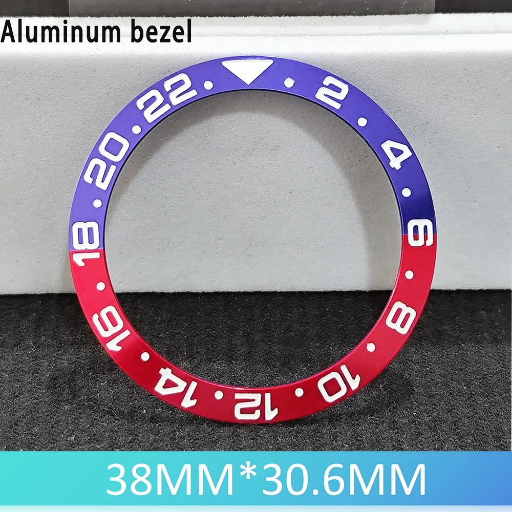 Inclinación de 38mm x 30,6mm, cerámica/aluminio de buceo de alta calidad, 1 Uds., inserto de bisel para NH35 NH34 NH36, bisel de reloj GMT de movimiento automático