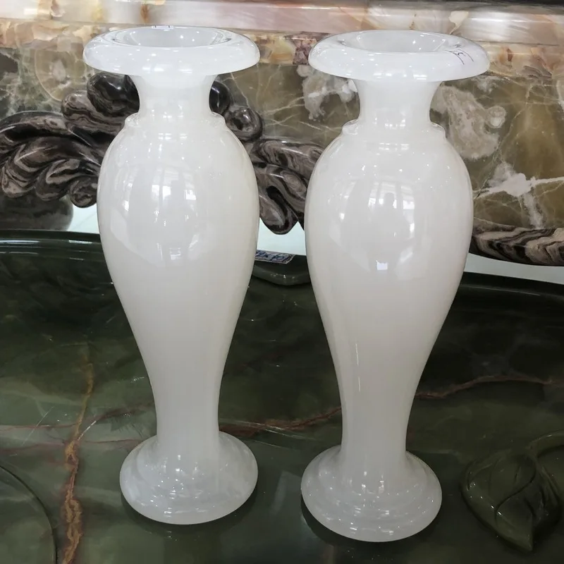 Afghan jade vase ornament, yellow jade, living room wine cabinet, Chinese-style home decor, TV cabinet, entryway display shelf,