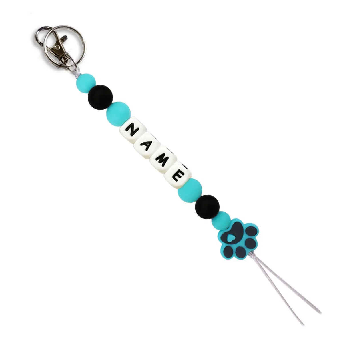 Personalized Dog Paw Pattern Colorful Name Keychain