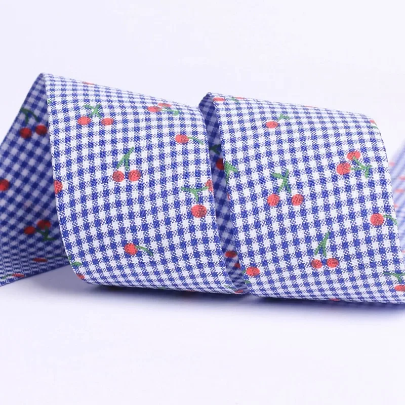 Kewgarden 25mm 38mm Plaid Cherry Ribbon DIY Children\'s Bows Hair Accessories Gift Flower Hat Decoration Handmade Tape 10 Yards