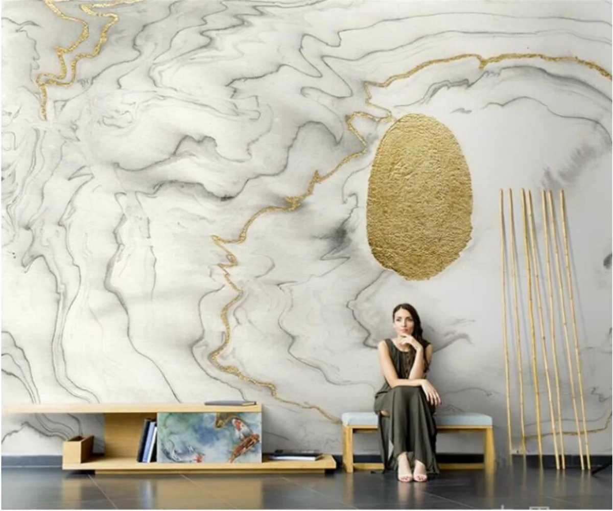 Customized murals Northern Europe luxury gold abstract line wallpaper Creative living room bedroom background wall wallpaper