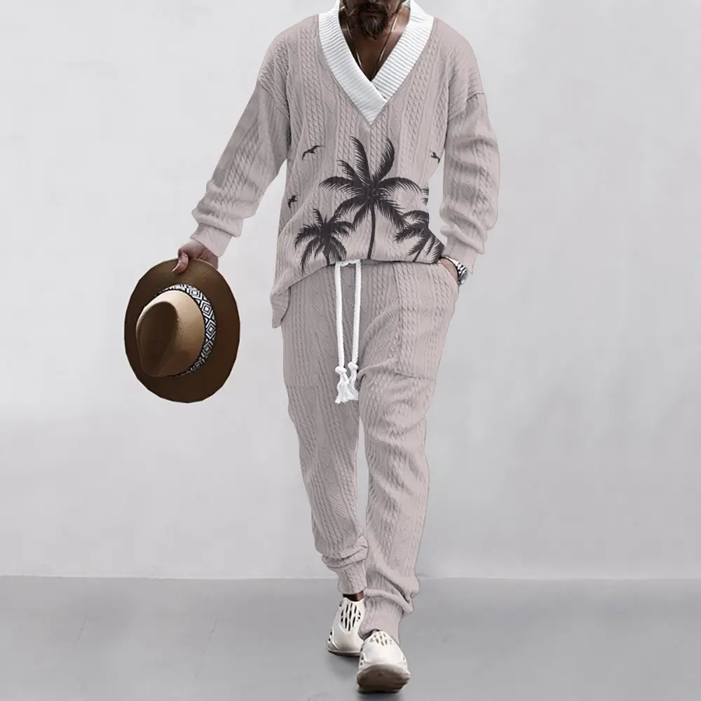 2024 autumn and winter new coconut tree 3D technology printing simple and atmospheric niche design heavyweight men's suit