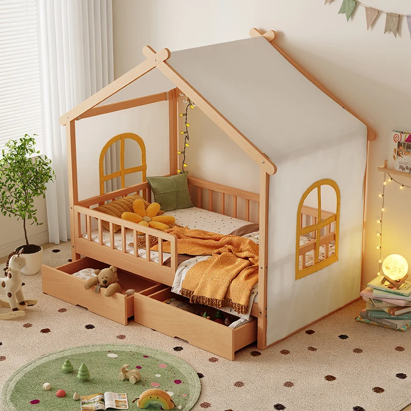 

#*a forSimple Safety Wooden Kids Beds Canopy Guardrail Single Modern Toddler Bed Frame Playpen Design Camas Infantiles Furniture