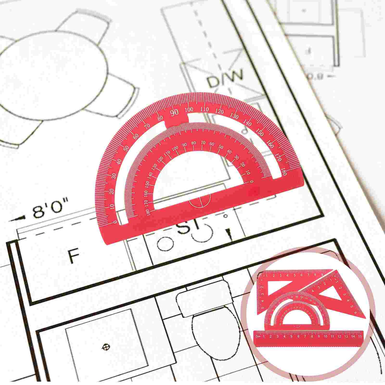 Metal Ruler Set Singular Triangle Four Clear Kit Protractor Plate Template Office
