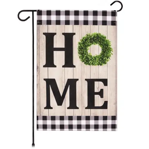 G128 Garden Flag Home Sweet Home Wreath  12x18 Inch  Printed Burlap Polyester UUI GGX