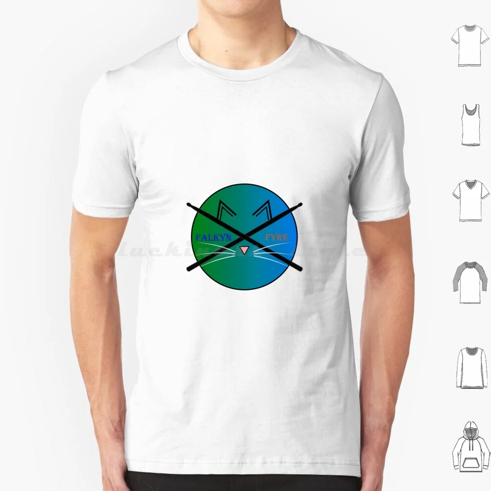 Falkynfyre شعار تي شيرت كبير الحجم 100% قطن موسيقي آذان القط شعيرات أفخاذ أداة الفرقة شعار