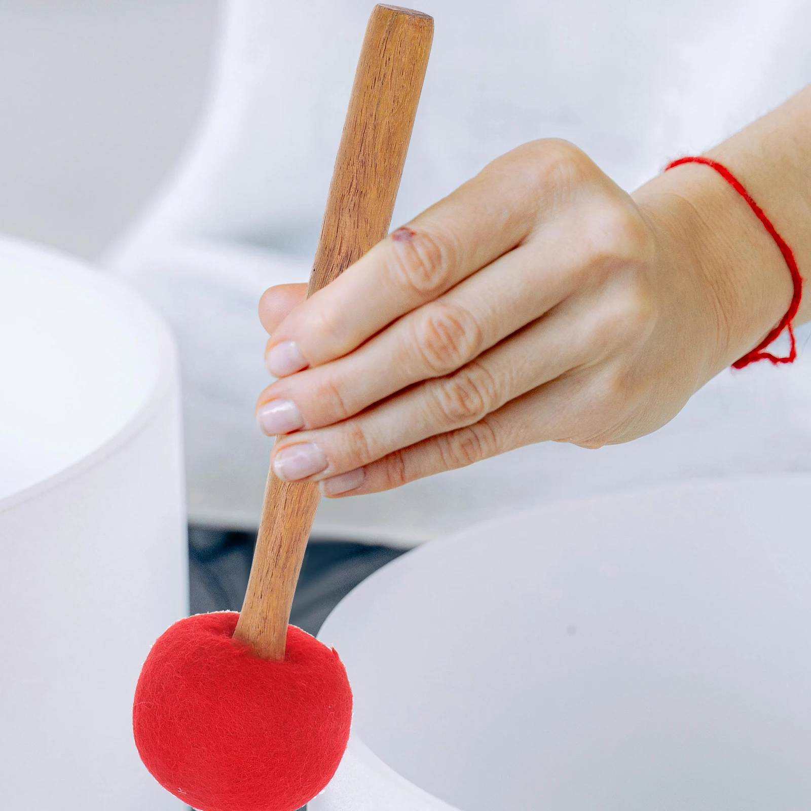 

2pcs Wooden Singing Felt Covered Sound Stick For Meditation Nepalese Buddha Stick Tibetan Striker Large Singing Parts Chanting