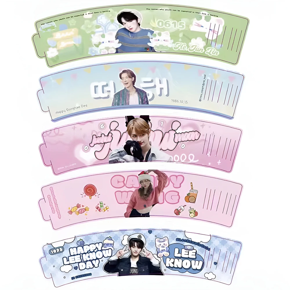 Customized Paper Cup Sleeve Cover, Kpop Idol, Cheering Birthday Gifts, 100Pieces