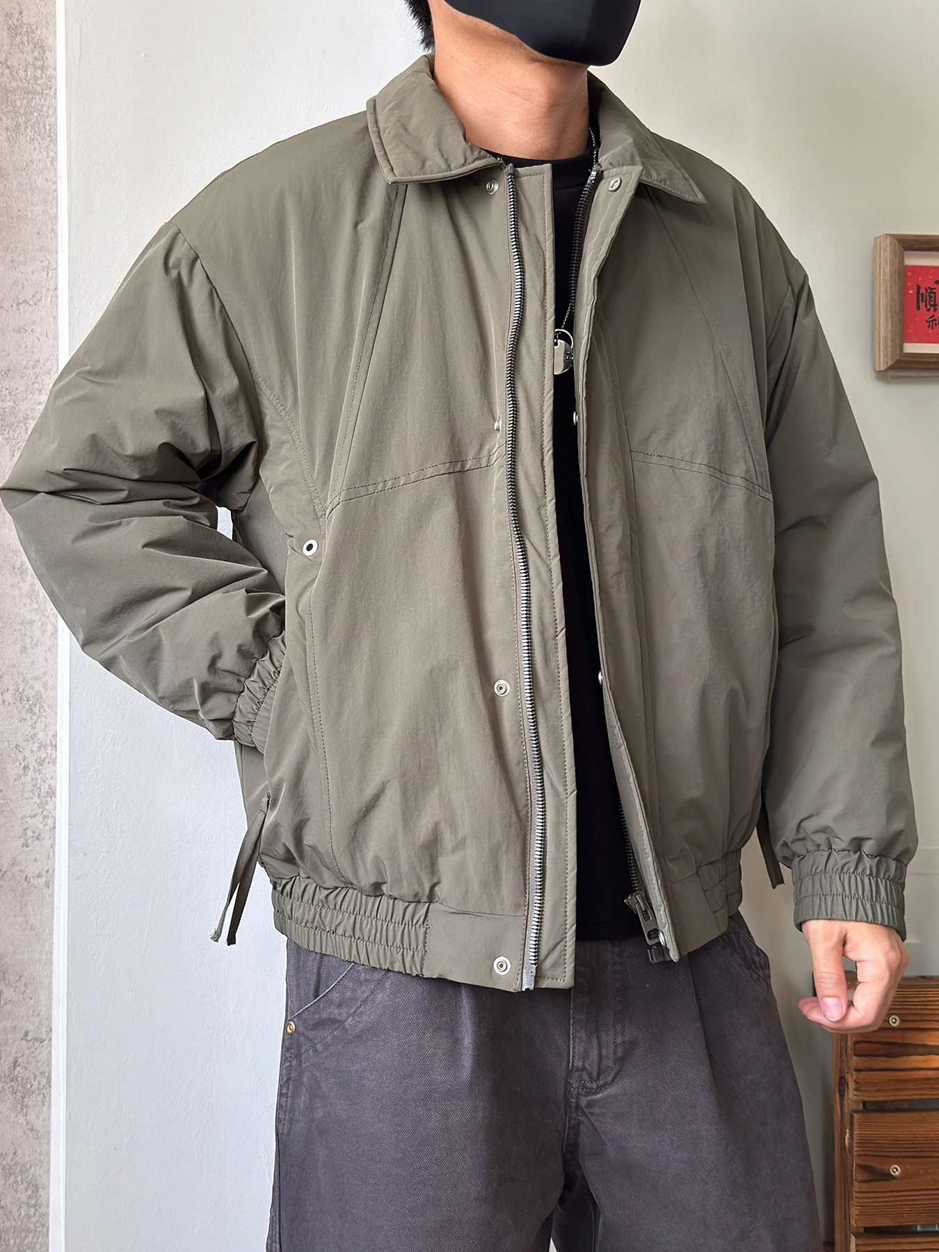 

Thiened American Casual Cotton Jaet Men's Retro ort Flight Coat Outdoor Cold Resistance Cotton Clothes Zipper Design