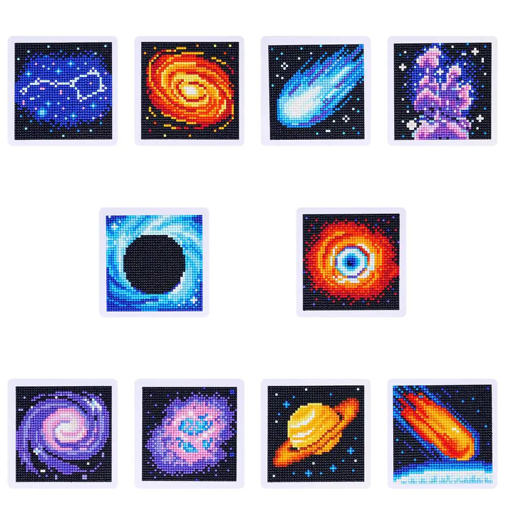 Momoart 10pcs 5D DIY Diamond Painting Planet Landscape Full Round Diamond Mosaic Cartoon Decor For Home