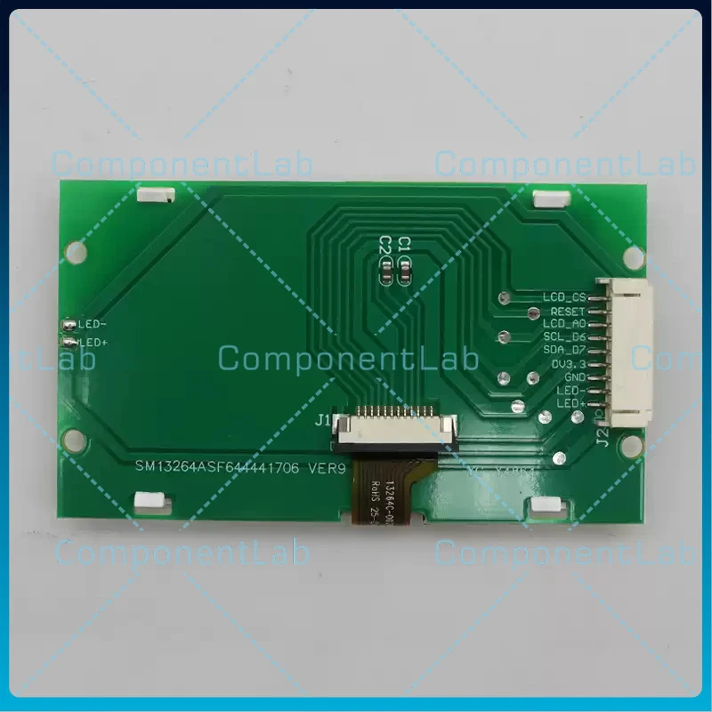 13264 COG Yellow-Green LCD Module ST7567 Driver IC 3.3V SPI Serial Interface LCM Display Screen