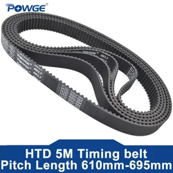 POWGE HTD 5M Timing belt Lp=610 615 620 625 630 635 640 645 650 655 660 665 670 675 680 685 690 695 Width 10-40mm HTD5M Rubber
