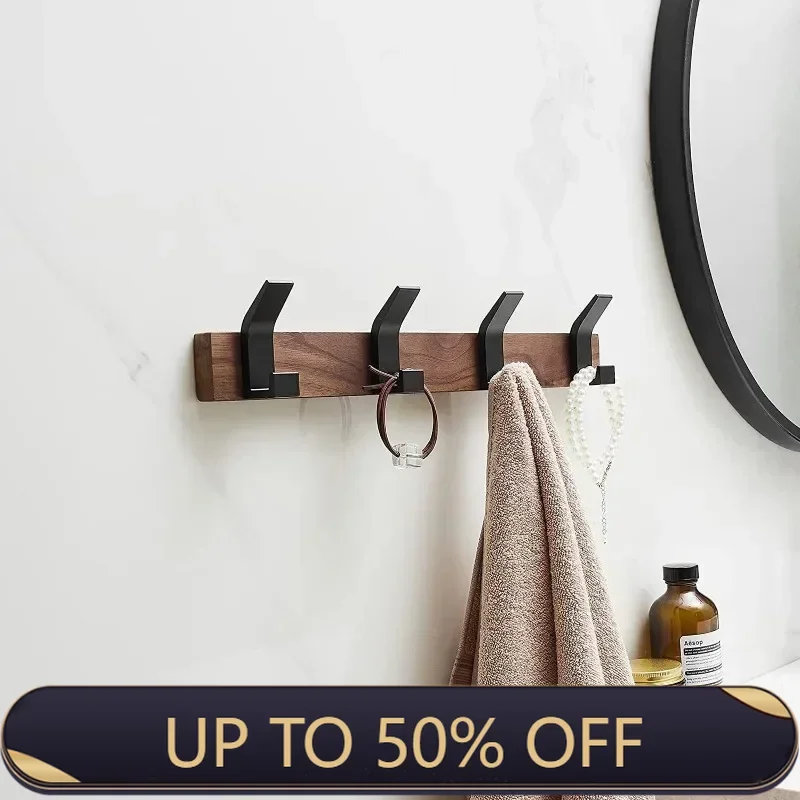 Wooden Clothes Hangers Wall Mounted Beech Clothes Hangers Living Room Brief Clothing Hanger Portable Bedroom Hooks Storage